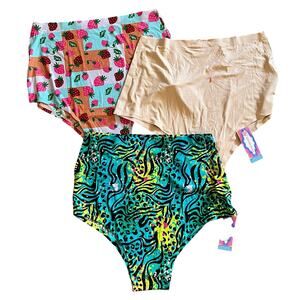 3 Cheek Boss Panties 2XL High Waisted Cheeky Seamless Undies Printed Underwear